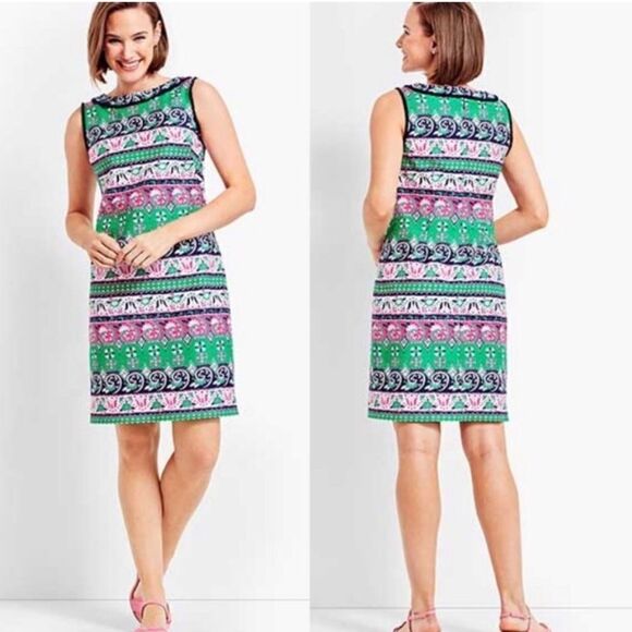 Talbots Tulip Print Dress With Fringe Sleeveless Size 2 - Picture 1 of 16